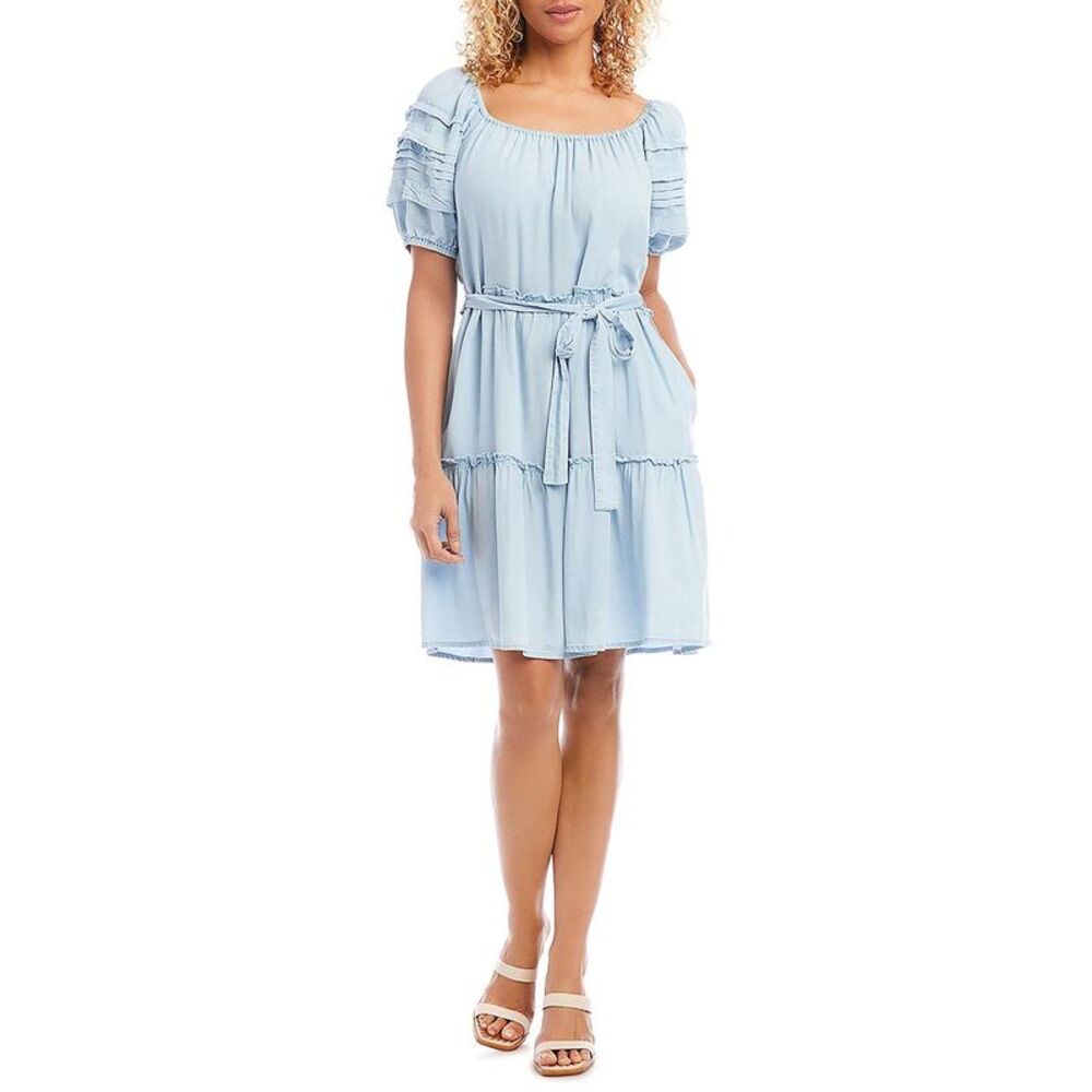 Karen Kane Light Blue Tiered Dress